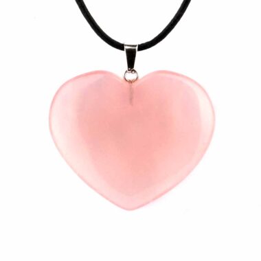 großes Rosenquarz Herz – Anhänger mit silberner Öse Edelsteine Heilsteine bei Wunderstein24