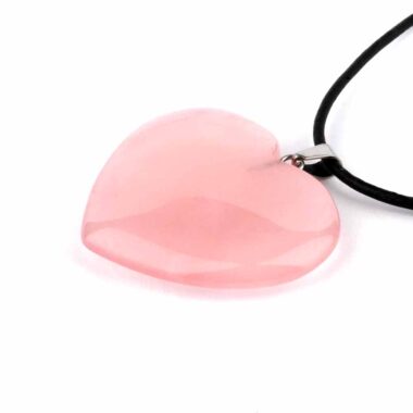 großes Rosenquarz Herz – Anhänger mit silberner Öse Edelsteine Heilsteine bei Wunderstein24