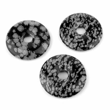 Schneeflocken – Obsidian Donut Anhänger Ø 30 mm Edelsteine Heilsteine bei Wunderstein24