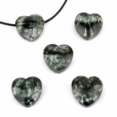 Serafinit Herz Anhänger Ø 20 mm seitlich gebohrt Edelsteine Heilsteine bei Wunderstein24