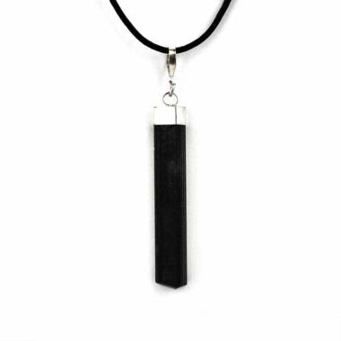 Turmalin Kristall Anhänger Natur Länge 60 mm mit 925 Sterling-Silber Öse und Satinband Edelsteine Heilsteine bei Wunderstein24