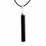 Turmalin Kristall Anhänger Natur Länge 68 mm mit 925 Sterling-Silber Öse und Satinband Edelsteine Heilsteine bei Wunderstein24