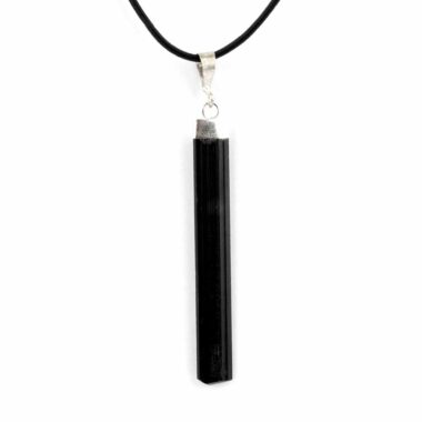 Turmalin Kristall Anhänger Natur Länge 68 mm mit 925 Sterling-Silber Öse und Satinband Edelsteine Heilsteine bei Wunderstein24