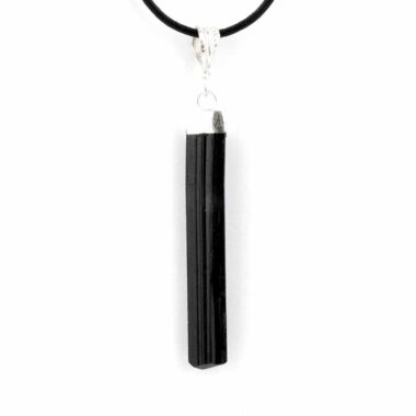 Turmalin Kristall Anhänger Natur Länge 60 mm mit 925 Sterling-Silber Öse und Satinband Edelsteine Heilsteine bei Wunderstein24