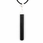 Turmalin Kristall Anhänger Natur Länge 66 mm mit 925 Sterling-Silber Öse und Satinband Edelsteine Heilsteine bei Wunderstein24