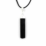 Turmalin Kristall Anhänger Natur Länge 56 mm mit 925 Sterling-Silber Öse und Satinband Edelsteine Heilsteine bei Wunderstein24