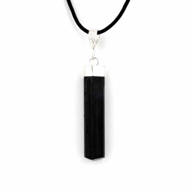 Turmalin Kristall Anhänger Natur Länge 53 mm mit 925 Sterling-Silber Öse und Satinband Edelsteine Heilsteine bei Wunderstein24