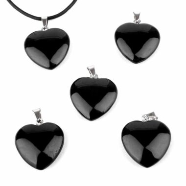 Turmalin schwarz Herz – Anhänger mit silberner Öse Edelsteine Heilsteine bei Wunderstein24