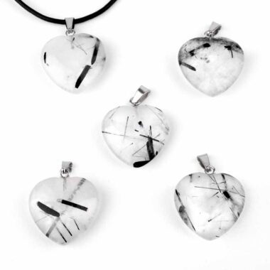 Turmalinquarz Herz – Anhänger mit silberner Öse Edelsteine Heilsteine bei Wunderstein24