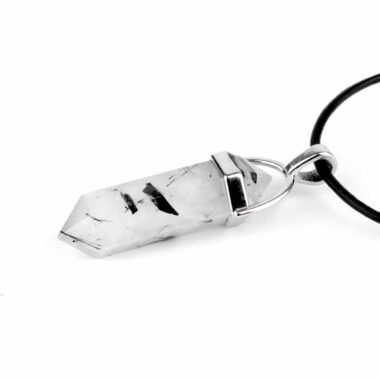 Turmalinquarz Spitze | Doppelender Anhänger mit silberner Öse Edelsteine Heilsteine bei Wunderstein24