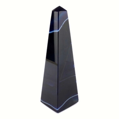 Achat Spitze | Obelisk blau Höhe 137 mm aus Brasilien in bester Farbe und Maserung Edelsteine Heilsteine bei Wunderstein24