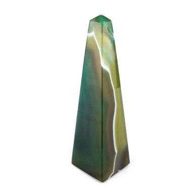 Achat Spitze | Obelisk grün Höhe 135 mm aus Brasilien in bester Farbe und Maserung Edelsteine Heilsteine bei Wunderstein24