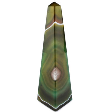 große Achat Spitze | Obelisk grün Höhe 157 mm aus Brasilien in bester Farbe und Maserung Edelsteine Heilsteine bei Wunderstein24