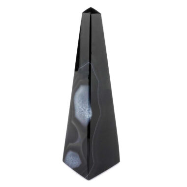 Achat Spitze | Obelisk Höhe 127 mm schwarz aus Brasilien in bester Farbe und Maserung Edelsteine Heilsteine bei Wunderstein24