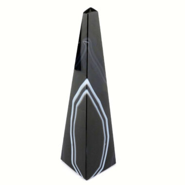 Achat Spitze | Obelisk Höhe 134 mm schwarz aus Brasilien in bester Farbe und Maserung Edelsteine Heilsteine bei Wunderstein24