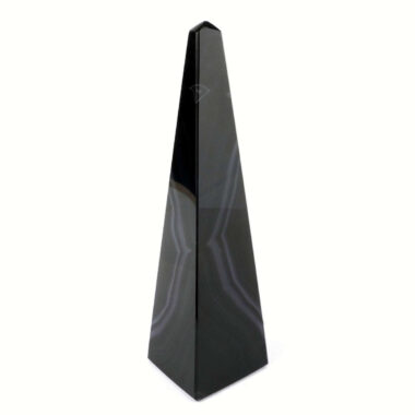 Achat Spitze | Obelisk Höhe 134 mm schwarz aus Brasilien in bester Farbe und Maserung Edelsteine Heilsteine bei Wunderstein24