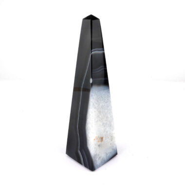 große Achat Spitze | Obelisk Höhe 148 mm schwarz aus Brasilien in bester Farbe und Maserung Edelsteine Heilsteine bei Wunderstein24