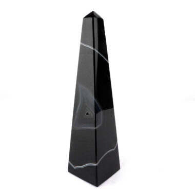 große Achat Spitze | Obelisk Höhe 176 mm schwarz aus Brasilien in bester Farbe und Maserung Edelsteine Heilsteine bei Wunderstein24
