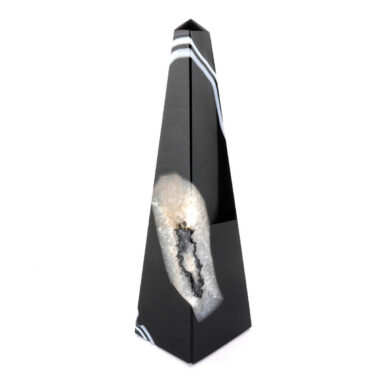 große Achat Spitze | Obelisk Höhe 176 mm schwarz aus Brasilien in bester Farbe und Maserung Edelsteine Heilsteine bei Wunderstein24