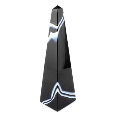 große Achat Spitze | Obelisk Höhe 176 mm schwarz aus Brasilien in bester Farbe und Maserung Edelsteine Heilsteine bei Wunderstein24