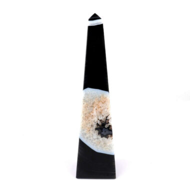 große Achat Spitze | Obelisk Höhe 199 mm schwarz aus Brasilien in bester Farbe und Maserung Edelsteine Heilsteine bei Wunderstein24