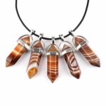 Achat | Streifenachat lila Spitze | Doppelender Anhänger mit silberner Öse Edelsteine Heilsteine bei Wunderstein24