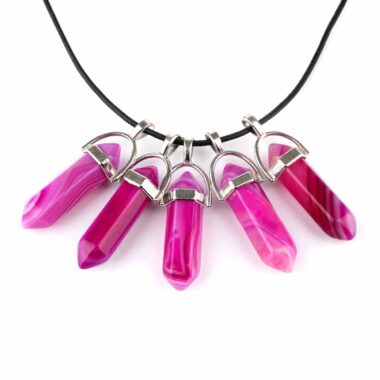 Achat | Streifenachat pink | rosa Spitze | Doppelender Anhänger mit silberner Öse Edelsteine Heilsteine bei Wunderstein24