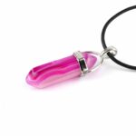 Achat | Streifenachat pink | rosa Spitze | Doppelender Anhänger mit silberner Öse Edelsteine Heilsteine bei Wunderstein24