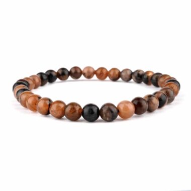 Chiastolith | Kreuzstein Ø 6 mm Kugel | Perlen Edelstein Armband flexibel und dehnbar Edelsteine Heilsteine bei Wunderstein24