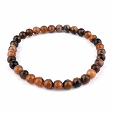Chiastolith | Kreuzstein Ø 6 mm Kugel | Perlen Edelstein Armband flexibel und dehnbar Edelsteine Heilsteine bei Wunderstein24