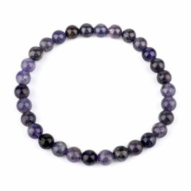 Iolith | Cordierit | Wassersaphir Ø 6 mm Kugel | Perlen Edelstein Armband flexibel und dehnbar Edelsteine Heilsteine bei Wunderstein24