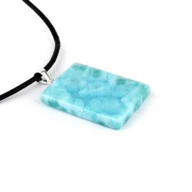 Larimar Cabochon Anhänger Länge 33 mm mit 925 Sterling-Silberöse in bester Qualität und Farbe Edelsteine Heilsteine bei Wunderstein24