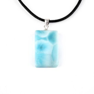 Larimar Cabochon Anhänger Länge 29 mm mit 925 Sterling-Silberöse in bester Qualität und Farbe Edelsteine Heilsteine bei Wunderstein24