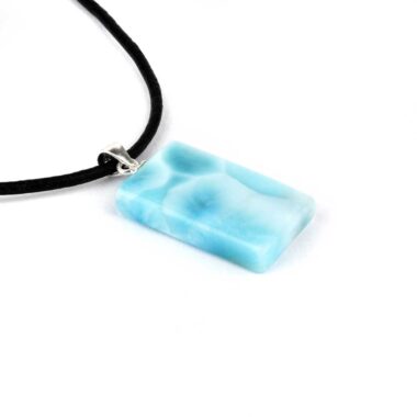 Larimar Cabochon Anhänger Länge 29 mm mit 925 Sterling-Silberöse in bester Qualität und Farbe Edelsteine Heilsteine bei Wunderstein24