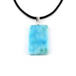 Larimar Cabochon Anhänger Länge 29 mm mit 925 Sterling-Silberöse in bester Qualität und Farbe Edelsteine Heilsteine bei Wunderstein24
