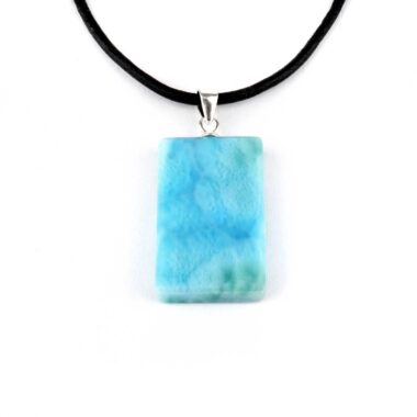 Larimar Cabochon Anhänger Länge 30 mm mit 925 Sterling-Silberöse in bester Qualität und Farbe Edelsteine Heilsteine bei Wunderstein24