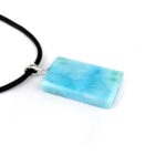 Larimar Cabochon Anhänger Länge 30 mm mit 925 Sterling-Silberöse in bester Qualität und Farbe Edelsteine Heilsteine bei Wunderstein24