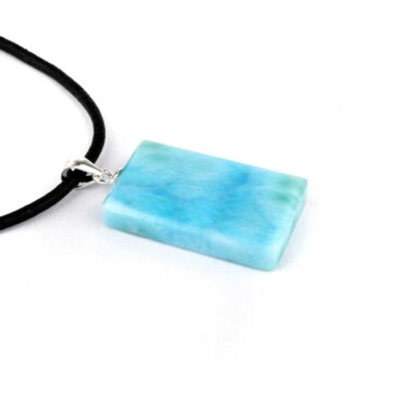 Larimar Cabochon Anhänger Länge 30 mm mit 925 Sterling-Silberöse in bester Qualität und Farbe Edelsteine Heilsteine bei Wunderstein24