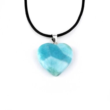 Larimar Herz Anhänger Länge 27 mm mit 925 Sterling-Silberöse in bester Qualität und Farbe Edelsteine Heilsteine bei Wunderstein24