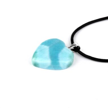 Larimar Herz Anhänger Länge 27 mm mit 925 Sterling-Silberöse in bester Qualität und Farbe Edelsteine Heilsteine bei Wunderstein24