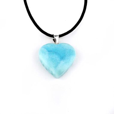 Larimar Herz Anhänger Länge 25 mm mit 925 Sterling-Silberöse in bester Qualität und Farbe Edelsteine Heilsteine bei Wunderstein24