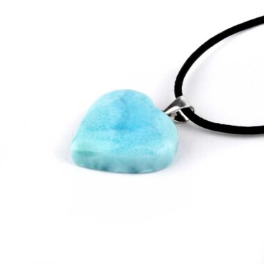 Larimar Herz Anhänger Länge 25 mm mit 925 Sterling-Silberöse in bester Qualität und Farbe Edelsteine Heilsteine bei Wunderstein24