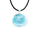 Larimar Cabochon Anhänger Länge 26,5 mm mit 925 Sterling-Silberöse in bester Qualität und Farbe Edelsteine Heilsteine bei Wunderstein24