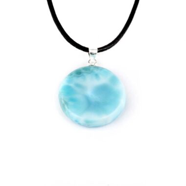Larimar Cabochon Anhänger Länge 27,5 mm mit 925 Sterling-Silberöse in bester Qualität und Farbe Edelsteine Heilsteine bei Wunderstein24