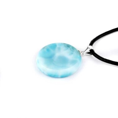 Larimar Cabochon Anhänger Länge 27,5 mm mit 925 Sterling-Silberöse in bester Qualität und Farbe Edelsteine Heilsteine bei Wunderstein24
