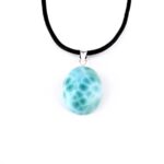 Larimar Cabochon Anhänger Länge 30 mm mit 925 Sterling-Silberöse in bester Qualität und Farbe Edelsteine Heilsteine bei Wunderstein24