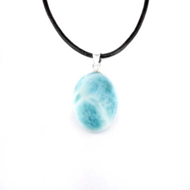 Larimar Cabochon Anhänger Länge 26,5 mm mit 925 Sterling-Silberöse in bester Qualität und Farbe Edelsteine Heilsteine bei Wunderstein24