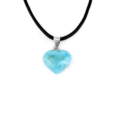 Larimar Herz Anhänger Länge 18 mm mit 925 Sterling-Silberöse in bester Qualität und Farbe Edelsteine Heilsteine bei Wunderstein24