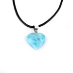 Larimar Herz Anhänger Länge 20,5 mm mit 925 Sterling-Silberöse in bester Qualität und Farbe Edelsteine Heilsteine bei Wunderstein24