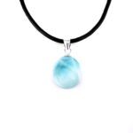 Larimar Herz Anhänger Länge 20,5 mm mit 925 Sterling-Silberöse in bester Qualität und Farbe Edelsteine Heilsteine bei Wunderstein24